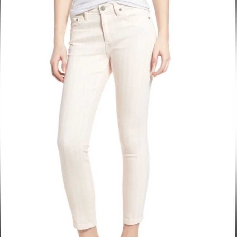 AG Prima cigarette cropped pale pink striped jeans